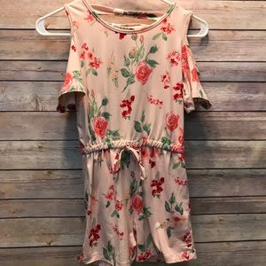 Floral cold shoulder romper